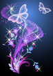 Smoke, flowers and butterfly