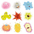 Cartoon Germs, Virus And Microbes