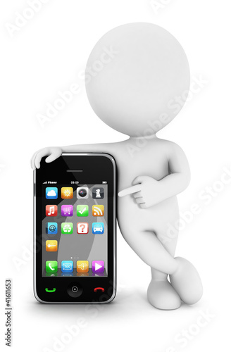 Illustration: 3d white people with a smartphone 3d white people with a smartphone