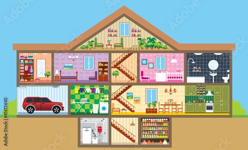 Vektor: House in a cut House in a cut