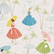 Background with women walking with parasols Background with women walking with parasols