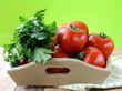 fresh red ripe tomatoes and parsley in a wooden bowl fresh red ripe tomatoes and parsley in a wooden bowl