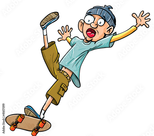 Vector: Cartoon skater falling of his skateboard. Cartoon skater falling of his skateboard.