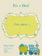 Baby Boy Arrival Card with Photo Frame  - in vector