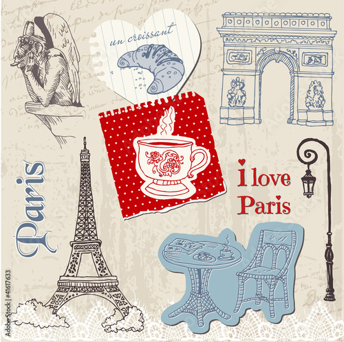 Vector: Scrapbook Design Elements - Paris Vintage Set - in vector Scrapbook Design Elements - Paris Vintage Set - in vector