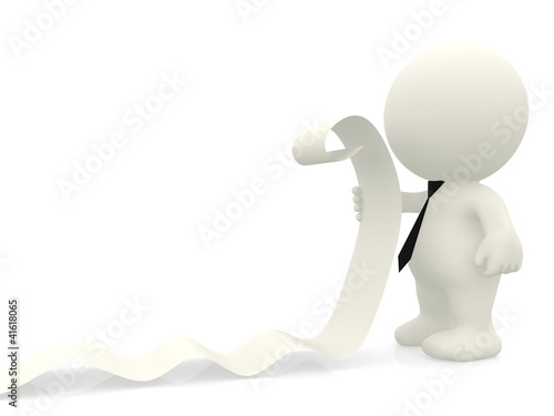 Illustration: 3D business man reading a list 3D business man reading a list