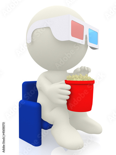 Illustration: 3D cartoon at the cinema 3D cartoon at the cinema