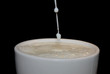 Milch tropft in Tasse Milch tropft in Tasse