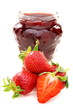 Strawberry jam and fresh berries.
