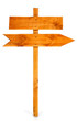 Arrow sign board made out of wood isolated, with clipping path.