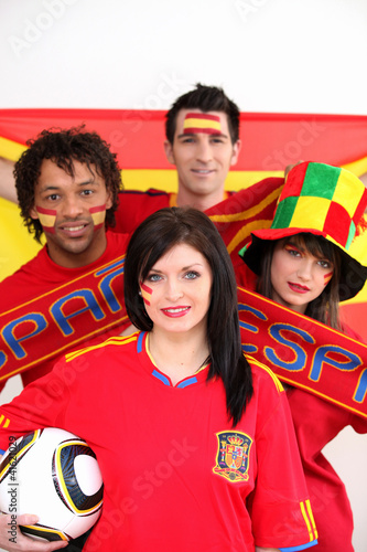 Photo: Soccer fans supporting Spain Soccer fans supporting Spain
