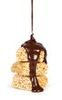 chocolate candy poured on sesame cookies isolated on white