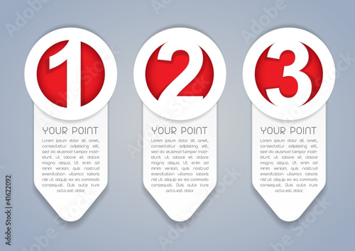 Vector: One, Two, Three vertical vector progress icons in White One, Two, Three vertical vector progress icons in White