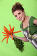 Woman with a bunch of carrots