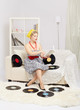 blonde woman reading book blonde woman reading book