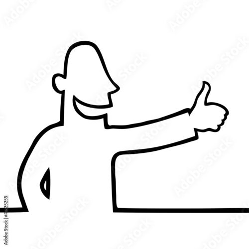 Vector: Black line art illustration of a man with his thumbs up. Black line art illustration of a man with his thumbs up.