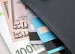 Wallet with money and bank cards
