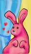 Lonely pink rabbit