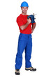 Carpenter holding band-saw