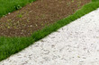 strada di ghiaia bianca con erba strada di ghiaia bianca con erba
