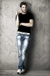 handsome sexy man in black t-shirt handsome sexy man in black t-shirt