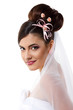 beauty young bride with beautiful makeup na hairdress in veil