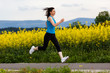 Woman running, jumping outdoor Woman running, jumping outdoor