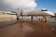 White aircraft at the airport. White aircraft at the airport.