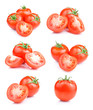 Photo: Set fresh red tomato fruits isolated on white background Set fresh red tomato fruits isolated on white background