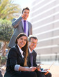 Business team working outdoors.