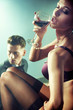 Sexy nude woman with glass of wine Sexy nude woman with glass of wine