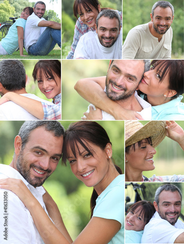 Photo: Mosaic of happy couple at the park Mosaic of happy couple at the park