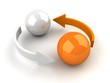 abstract business exchange concept with balls and arrows
