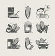 corn and products set icon vector illustration