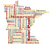 abstract word cloud map of Minnesota state
