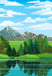 Landscape with forest, river and mountains