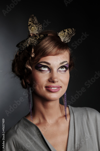 Photo: woman and butterfly woman and butterfly