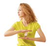 Smiling woman with energy-saving bulb