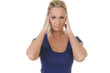 Blonde Frau hört nichts Blonde Frau hört nichts