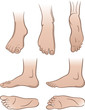 Vector: Seven man feet isolated on white background Seven man feet isolated on white background
