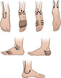 Vector: Closeup man feet with massaging lines Closeup man feet with massaging lines