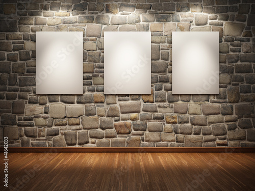 Illustration: Frame on stone wall Frame on stone wall
