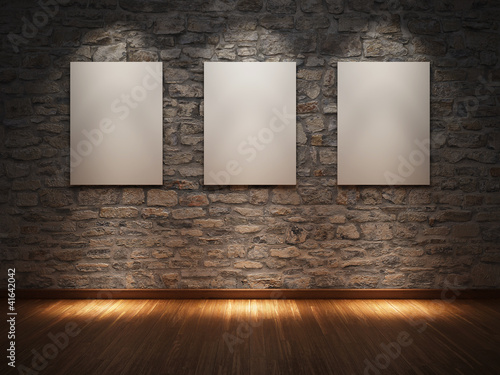 Illustration: Frame on stone wall Frame on stone wall