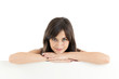 Girl holding blank board