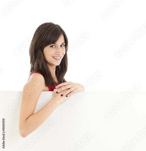 Photo: Girl holding blank board Girl holding blank board