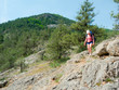 Hiker girl trekking Hiker girl trekking