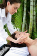 Mature woman having facial massage Mature woman having facial massage