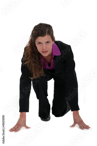 Photo: Businesswoman on her marks Businesswoman on her marks