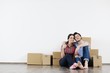 Young couple moving in new house