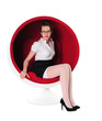 Beautiful girl in ball chair
